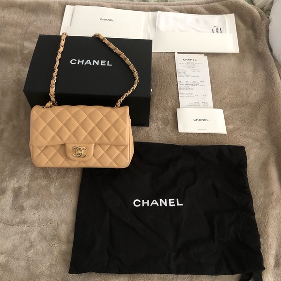 CHANEL Handbags - Chanel Tan Quilted Leather Mini Shoulder Bag